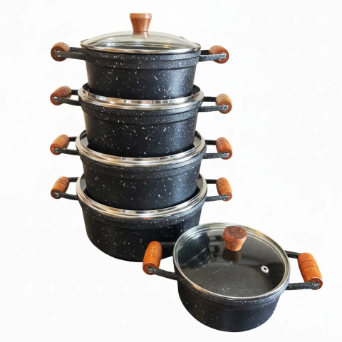 Jogo 5 Panelas de Aluminio Fundido Com Revestimento Cerâmica