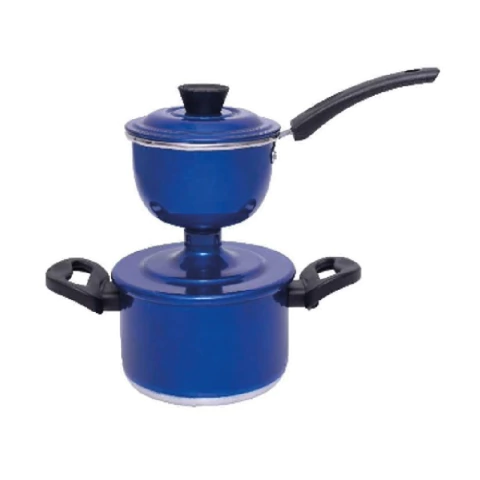 Panela Cuzcuzeira Economica 800Ml aluminio grosso Azul