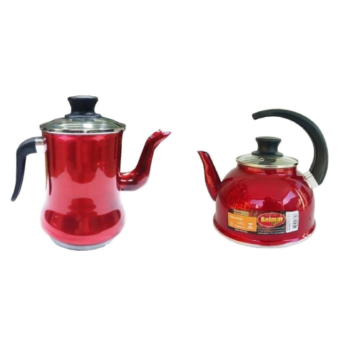 Conjunto Café Chaleira 2L e Bule 2L Vermelho Verniz Belmar