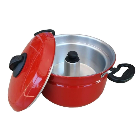 Conjunto 2 Em 1 Panela de Pudim Banho Maria 6 litros Vermelha Extang