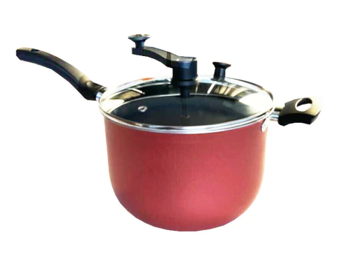 PIPOQUEIRA 20CM 4L CEREJA - ALUMINIO COM REVESTIMENTO ANTIADERENTE TAMPA DE VIDRO