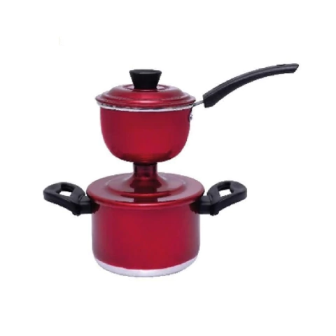 Panela Cuzcuzeira Economica 800Ml aluminio grosso Vermelha