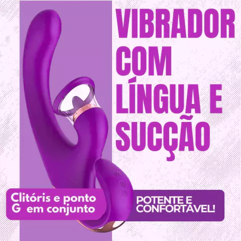 Vibrador de Ponto G com Língua e Sucção de Clitóris Potente