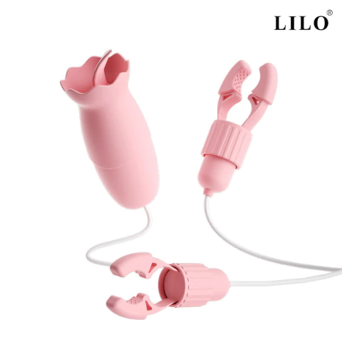 Prendedor de mamilo + Estimulador de Clitóris USB Lambe