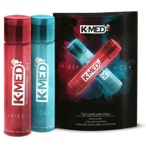 Kit 2 Lubrificantes Íntimo Fire e Ice KMed Massagem 40g Cada