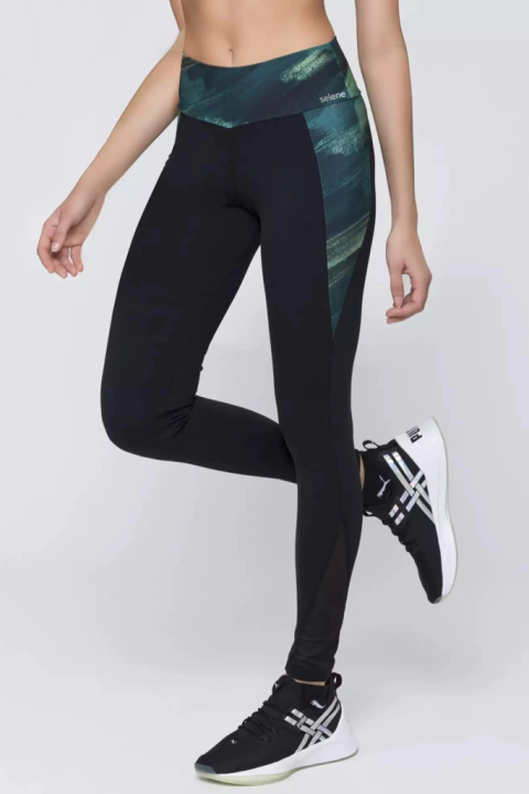 LEGGING COM RECORTE ESTAMPADO VERDE