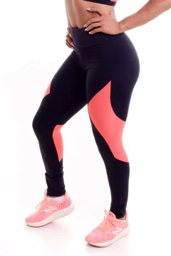 CALÇA LEGGING LISA COM RECORTE EM TELA