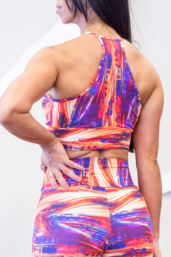 TOP TRANÇADO COM BOJO ESTAMPADO LARANJA - comprar online