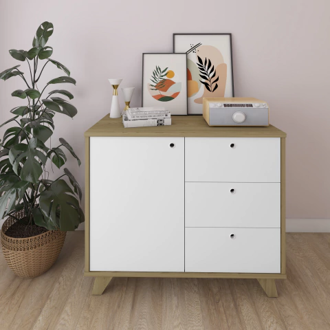 Balcão 3 gavetas e uma porta branco cedro