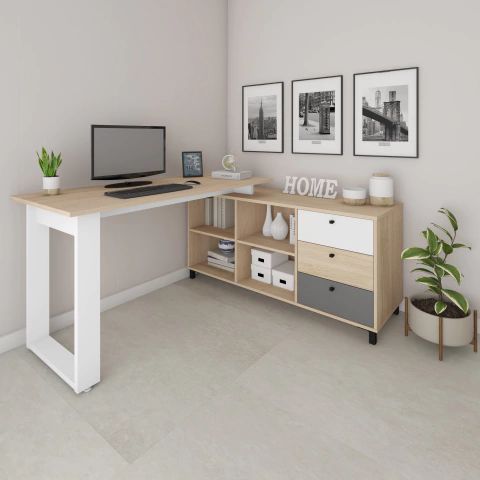 Escrivaninha de canto multifuncional