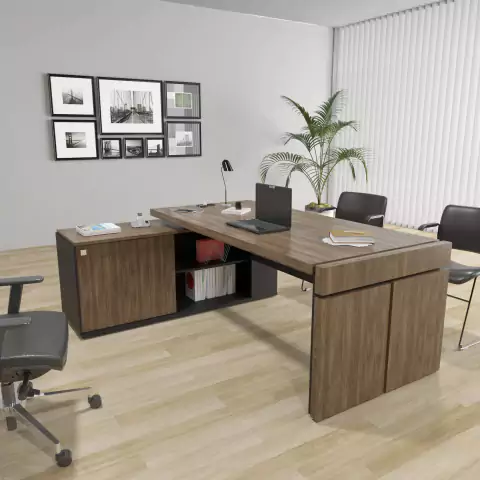 Mesa Escrivaninha de Escritório em L com 01 Porta Tamburato cor 01