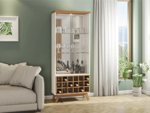 Cristaleira com adega e LED