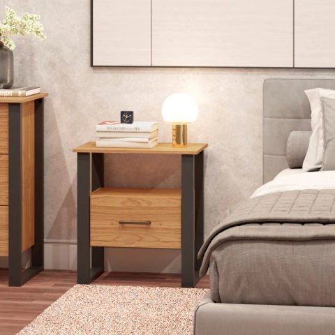 Mesa de cabeceira com uma gaveta estilo industrial 100% MDF