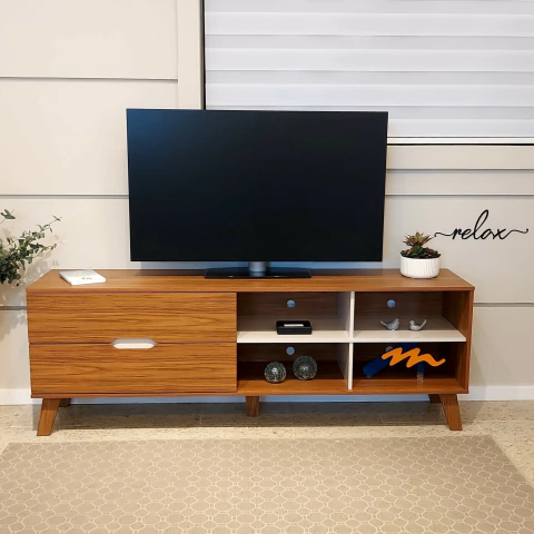 Rack de 1,80 com duas gavetas para TV de até 75 polegadas cor 01