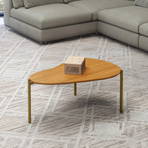 Mesa de centro orgânica com pés metálicos de 70cm - comprar online