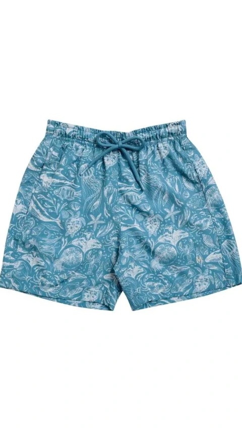 Shorts Infantil Estampado Ocean Azul Claro