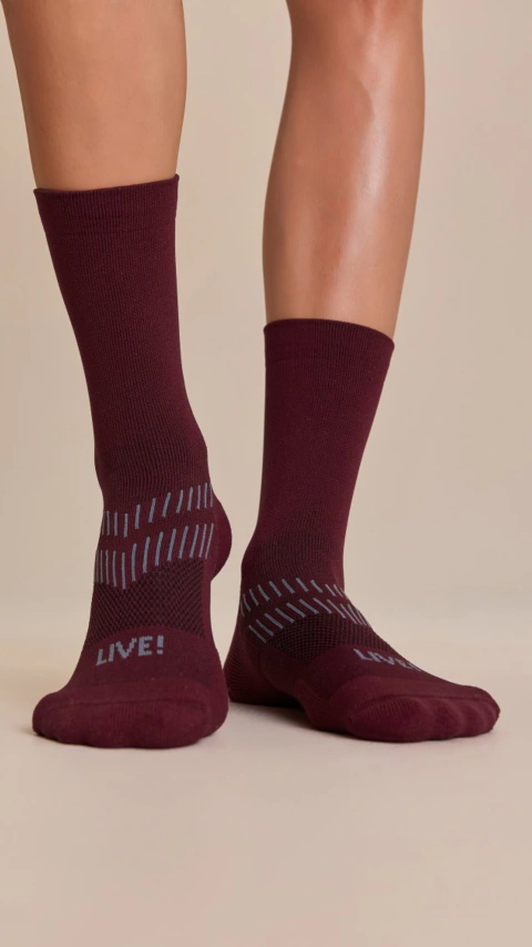 Meia Reflex Run Long Unissex Claret