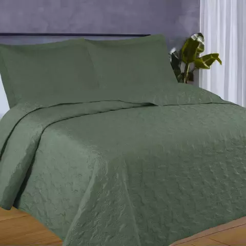 Jogo Colcha Super King Camesa Harmonia3 Peças Verde escuro - comprar online