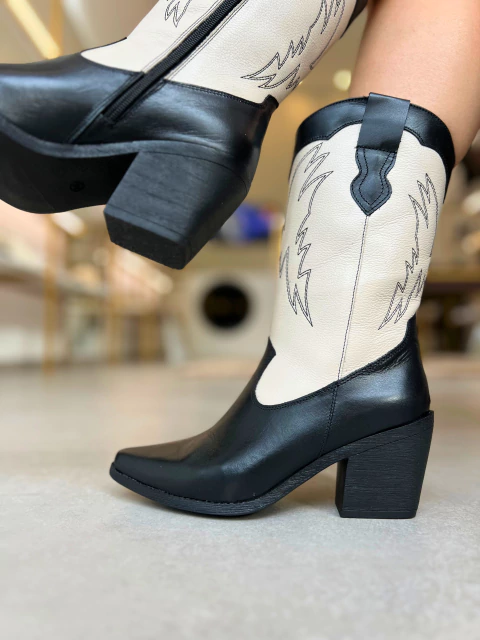 Bota Western Couro Preto Anna