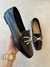 Mocassim Couro Preto Enfeite Laço Strass