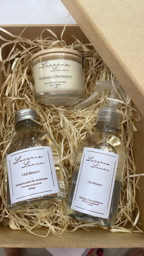 Kit Caixa Mdf Vela 110g + Home Spray 250ml + Difusor 270ml