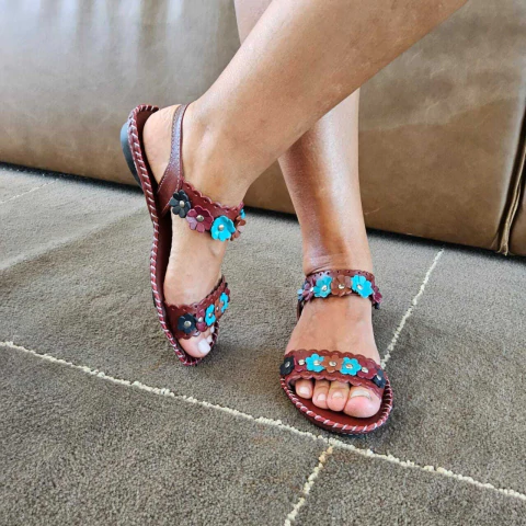 Sandalia em Couro Modelo Jasmine Marsala - comprar online