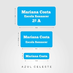 Etiqueta escolar tema azul celeste