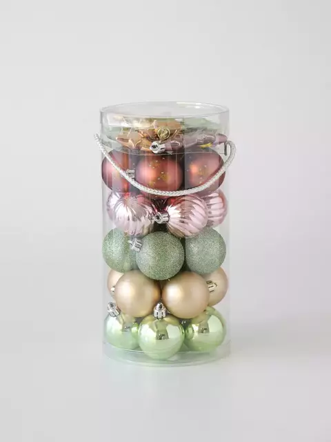 Set esferas navidad x35 rosas y verdes