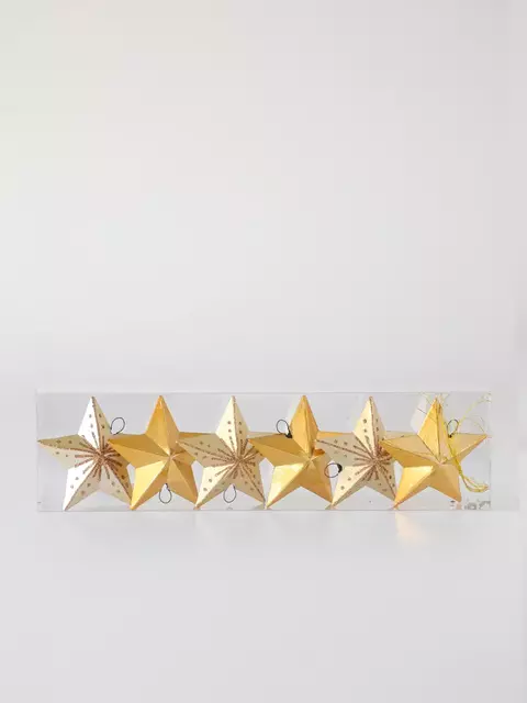 Adorno colgante estrellas set x6 dorado