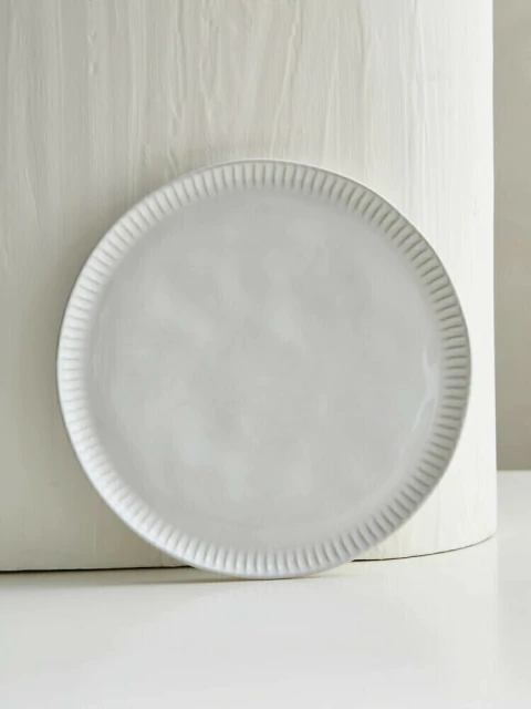 Set x6 Plato de postre linea organica linhas blanca