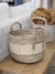 Canasto Seagrass franja beige