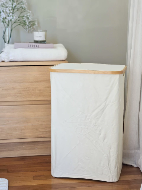 Cesto Ropa Rectangular Con Bamboo 40x30x60 cm - comprar online