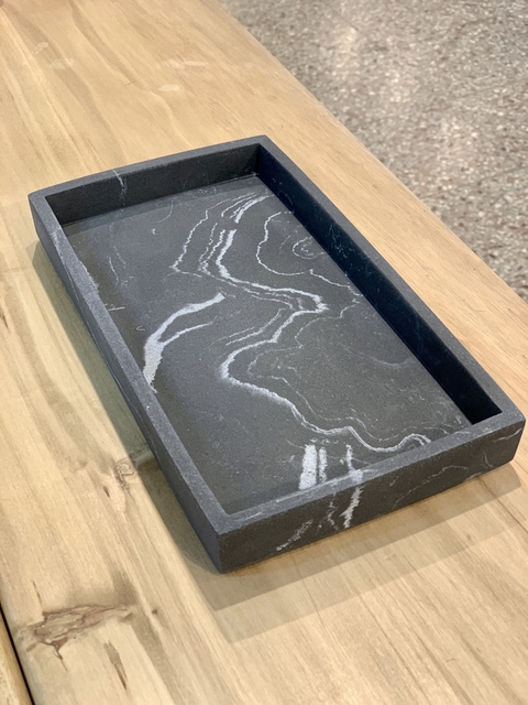 Bandeja marmol negro rectangular 25x14