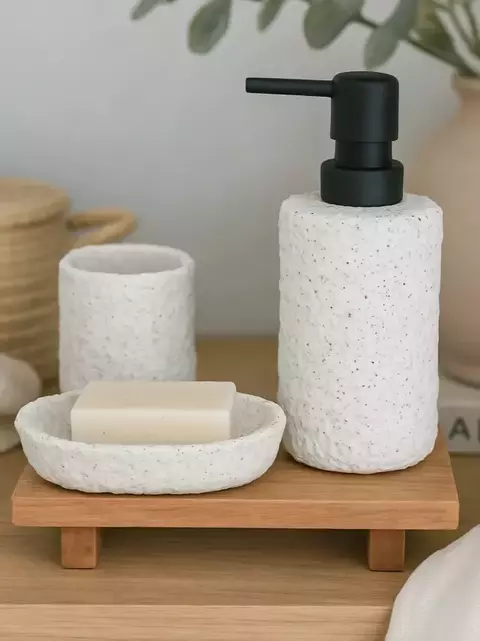 Portacepillo granito redondo 11 cm blanco - comprar online