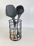 Porta utensilios negro base bamboo alto en internet