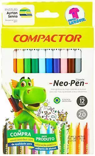 Caneta Hidrográfica Neo-Pen Gigante 2.0mm 12 Cores - Compactor