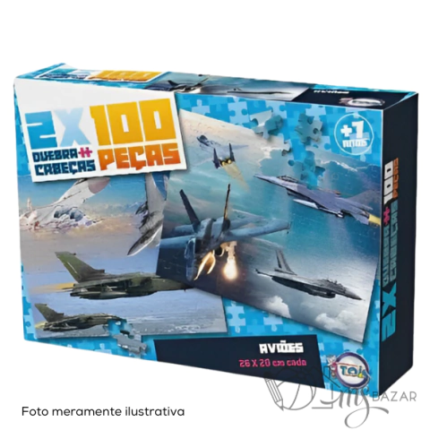 Quebra Cabeça Aviões 2 Placas Com 100 Peças - Toia