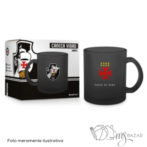 Caneca de Vidro Diamond 300ml Vasco - BrasFoot Presentes