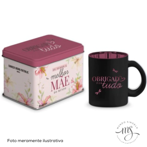 Caneca de Vidro Diamond Metalic Tema Melhor Mãe Do Mundo de 300ml - Brasfoot Presentes