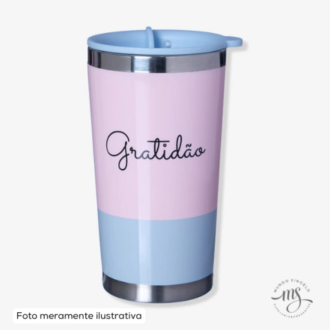 Copo Viagem Tony de 350ml Com Tampa Tema Gratidão - Zona Criativa