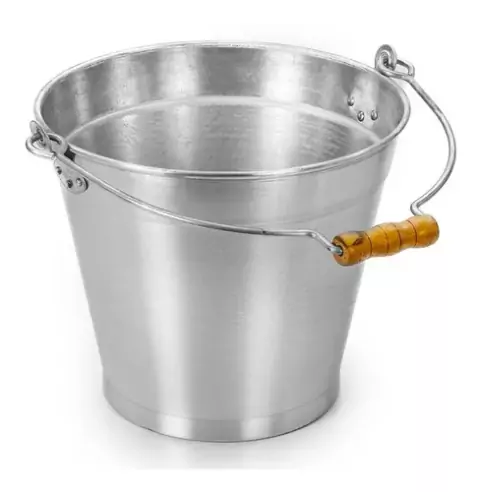 Balde Alumínio Com Alça Metálica e Pegador Em Madeira 16L - Gênesis