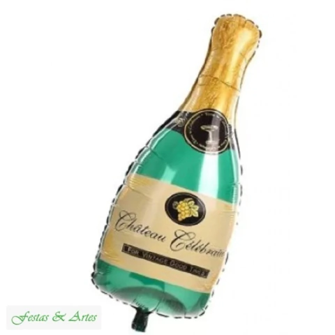 Balão Metalizado Garrafa de Champanhe Com 1 Peças 19" - Eixo Firme