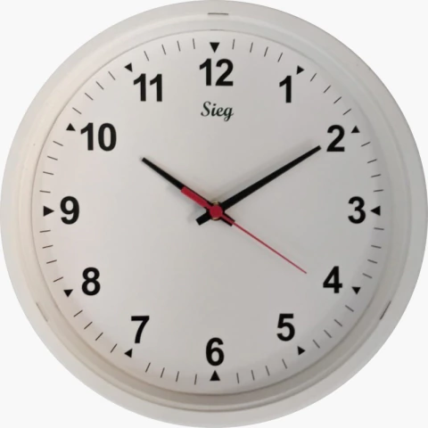 Relógio de Parede Redondo Branco 280mm Fundo Branco Liso - Sieg