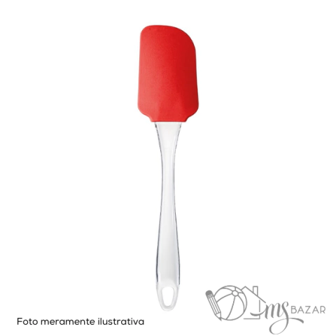 Espátula em Silicone 25cm Cabo Acrílico Transparente - Kehome