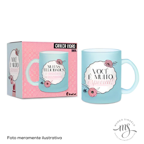 Caneca de Vidro Diamond Tema Muitas Felicidades 300ml - Brasfoot