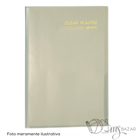 Pasta Catálogo PEBD Cristal Clear Plastic Com 50 Envelopes 230x332mm Ofício - PlasPark
