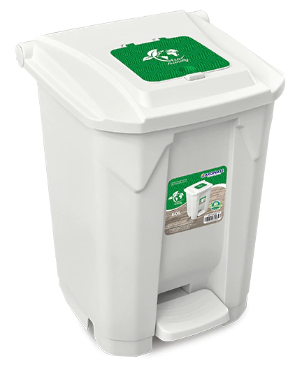 Lixeira Plástica 60 Litros Com Rodas Pedal Tampa e Tampa Click 43x61x41cm Branca - Arqplast