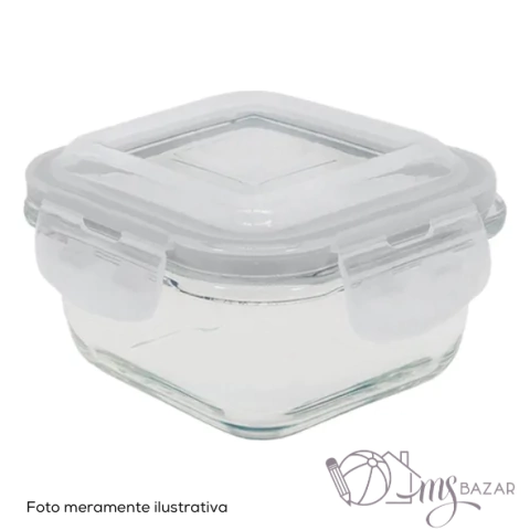 Pote de Vidro Hermético Quadrado 520ml Branco - Em Casa Tem
