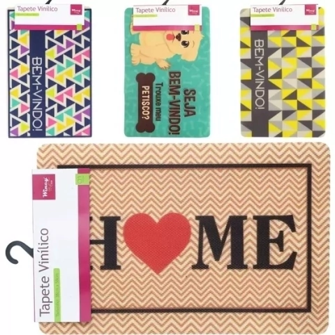 TAPETE CAPACHO RETANG. EMBORRACHADO ESTAMPA SORTIDA 58X38CM