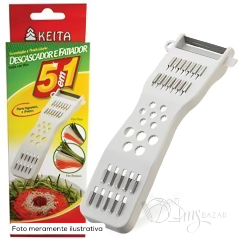 Descascador Fatiador e Ralador 5 em 1 em Plástico e Lâminas Aço Inox - Keita